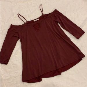 Cold shoulder keyhole top